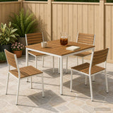 Vidaxl tuindiner tafel natuurlijk en wit 110 x 108,5 x 75 cm