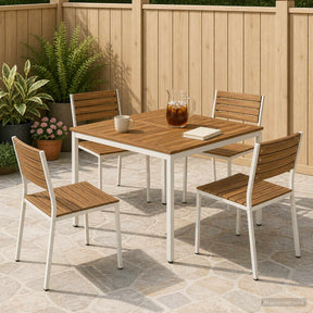 Vidaxl tuindiner tafel natuurlijk en wit 110 x 108,5 x 75 cm