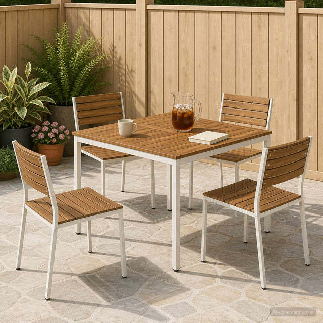 Vidaxl tuindiner tafel natuurlijk en wit 110 x 108,5 x 75 cm