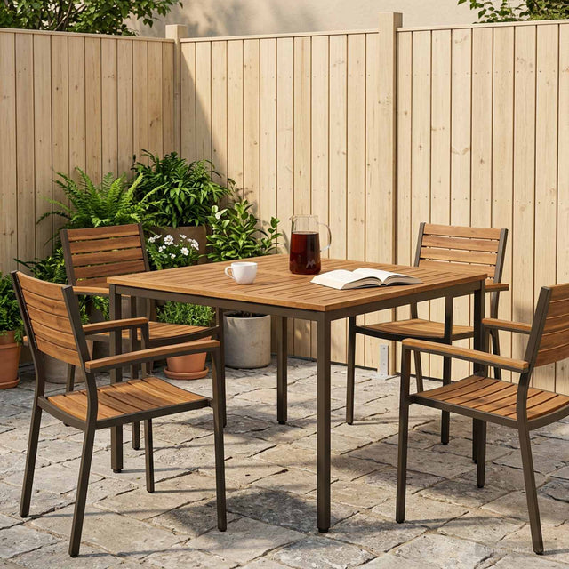 Vidaxl tuindiner tafel natuurlijk en koffie 110 x 108,5 x 75 cm