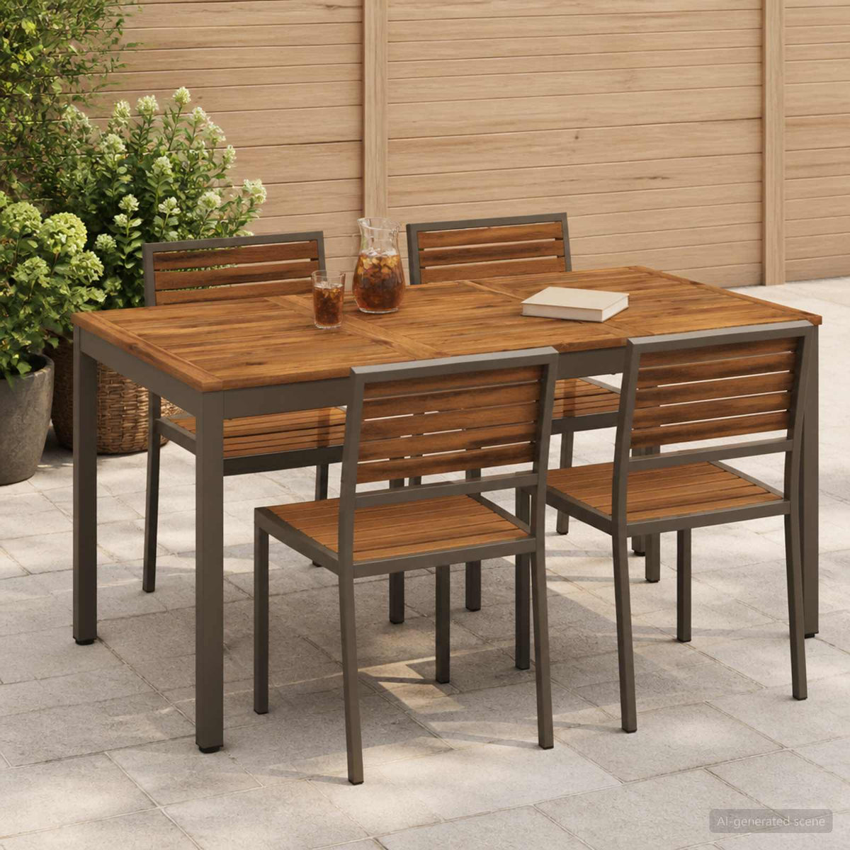 Vidaxl tuindiner tafel natuurlijk en koffie 141 x 80,5 x 75 cm