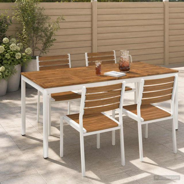 Vidaxl tuindiner tafel natuurlijk en wit 180 x 88,5 x 75 cm