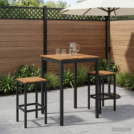 Vidaxl tuinbar tafel naarden naturel en zwart 70 x 68,5 x 105 cm