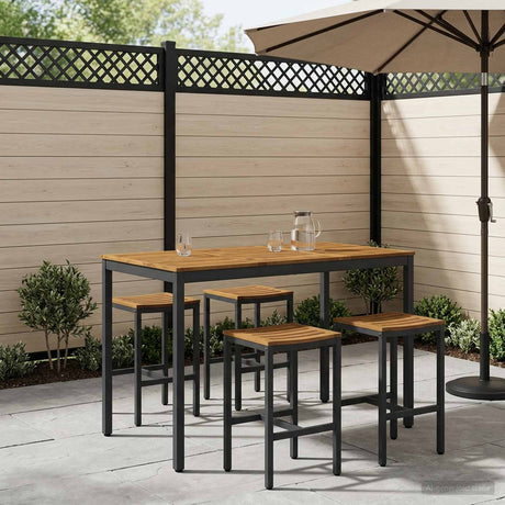 Vidaxl tuinbar tafel naturel en zwart 141 x 80,5 x 105 cm