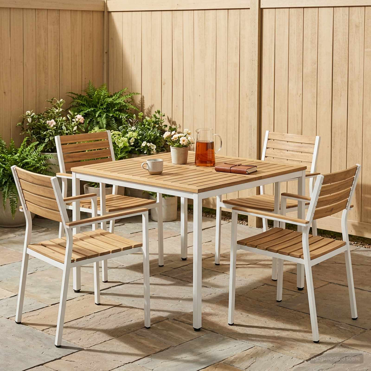 Vidaxl tuindiner tafel wit 110 x 108,5 x 75 cm massief acaciahout