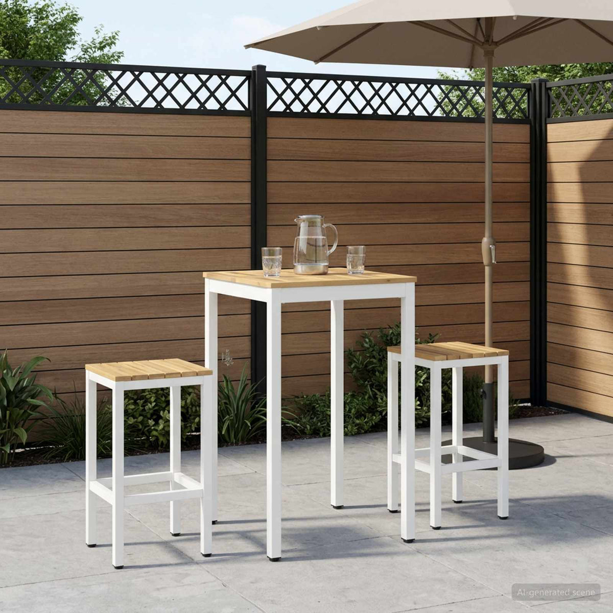 Vidaxl tuinbar tafel naarden wit 60 x 60,5 x 105 cm massief acaciahout