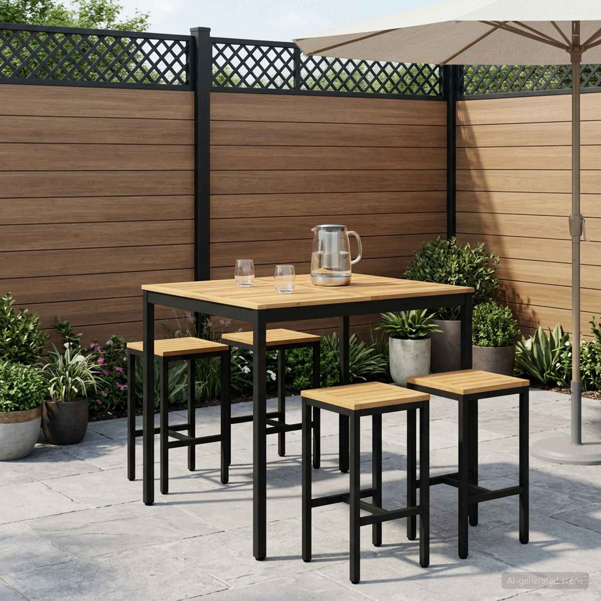 Vidaxl tuinbar tafel naarden wit en zwart 110 x 108,5 x 105 cm