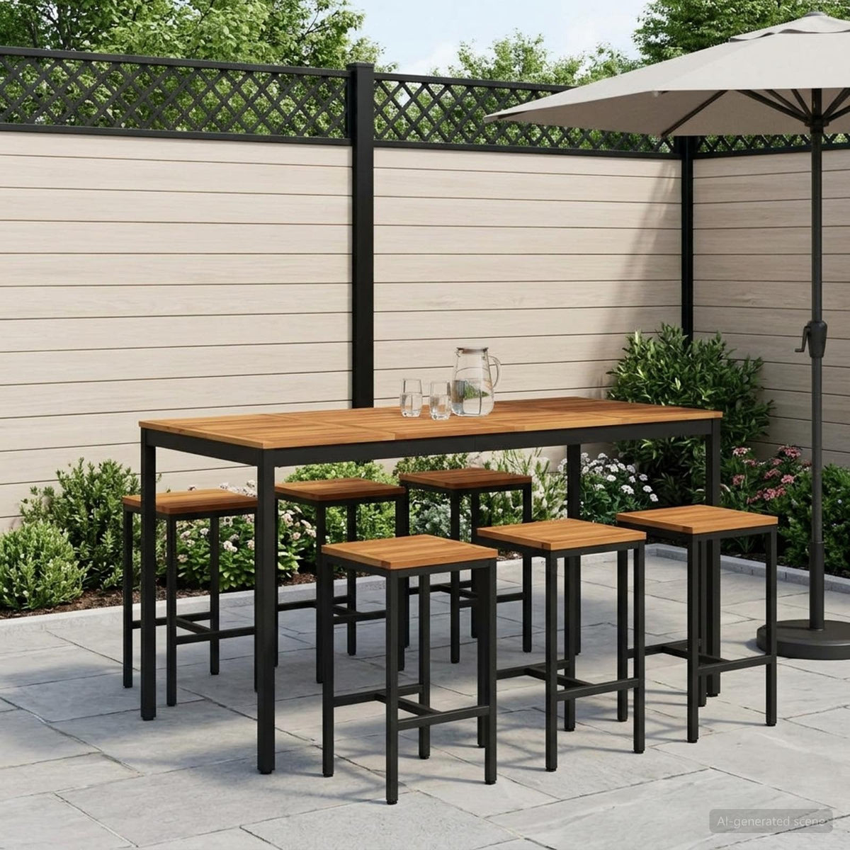 Vidaxl tuinbar tafel naarden wit en zwart 180 x 88,5 x 105 cm