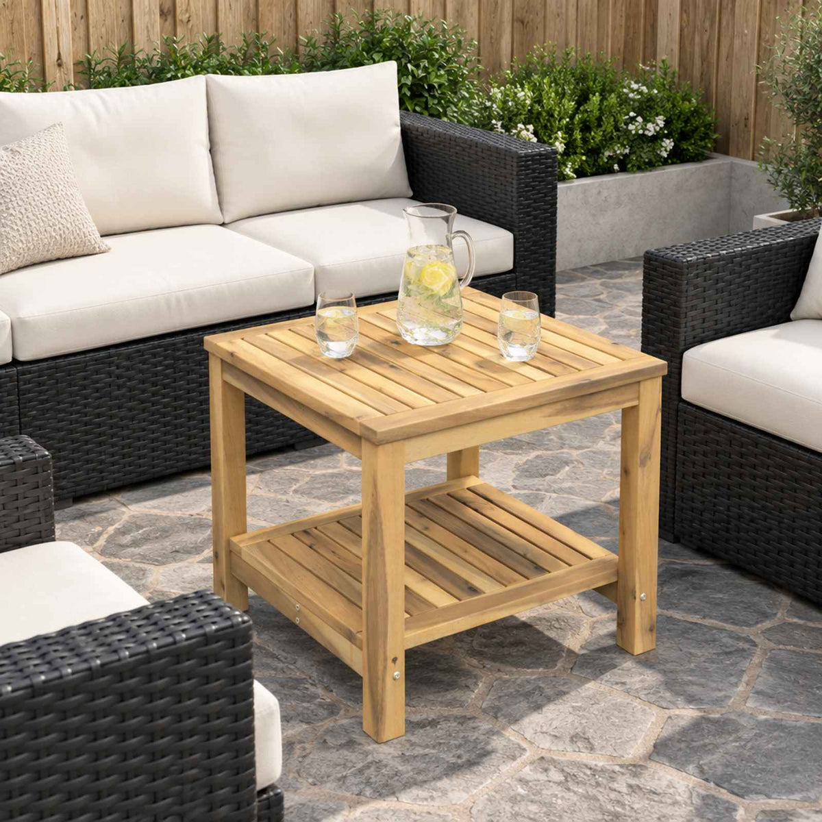 Vidaxl salontafel witgewassen 48,5 x 49 x 45 cm massief acaciahout
