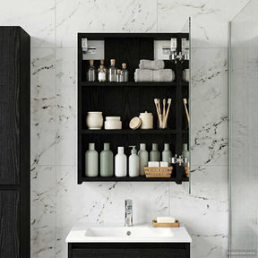 Vidaxl badkamer spiegelkast zwart eiken 40 x 10,5 x 60,5 cm