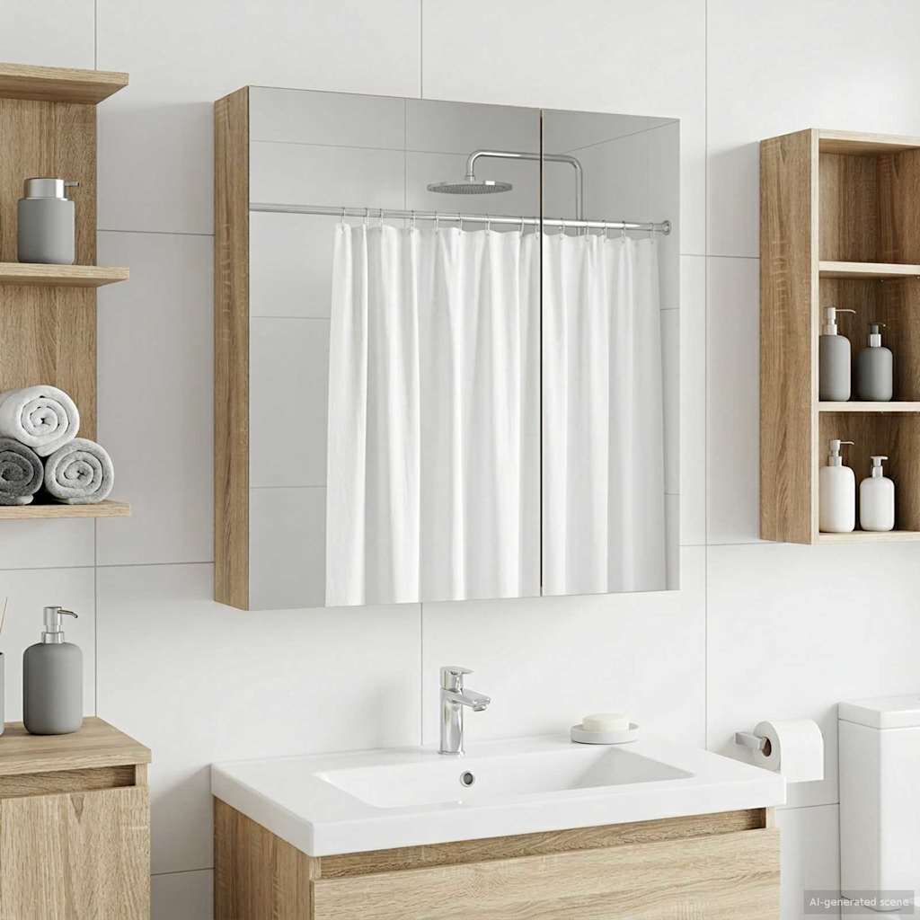 Vidaxl badkamer spiegelkast sonoma eiken 60 x 14,5 x 70 cm