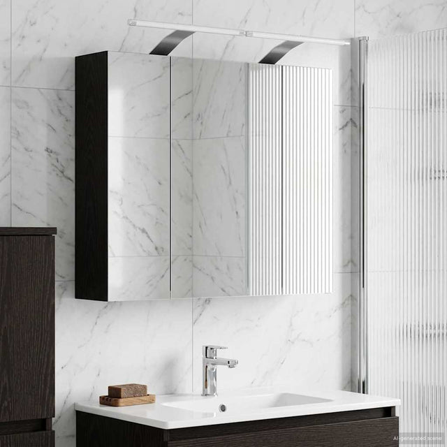 Vidaxl badkamer spiegelkast zwart eiken 60 x 14,5 x 50 cm bewerkt hout