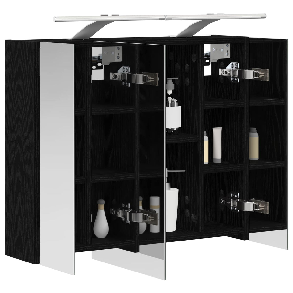 Vidaxl badkamer spiegelkast zwart eiken 60 x 14,5 x 50 cm bewerkt hout