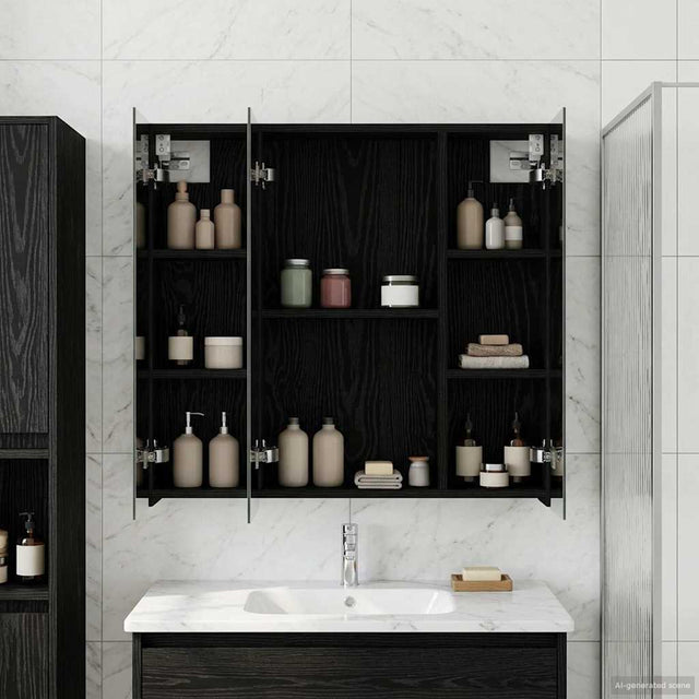 Vidaxl badkamer spiegelkast zwart eiken 70 x 14,5 x 70 cm bewerkt hout