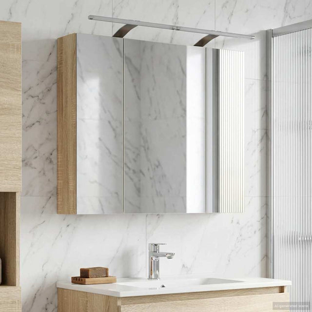 Vidaxl badkamer spiegelkast sonoma eiken 80 x 14.5 x 70 cm