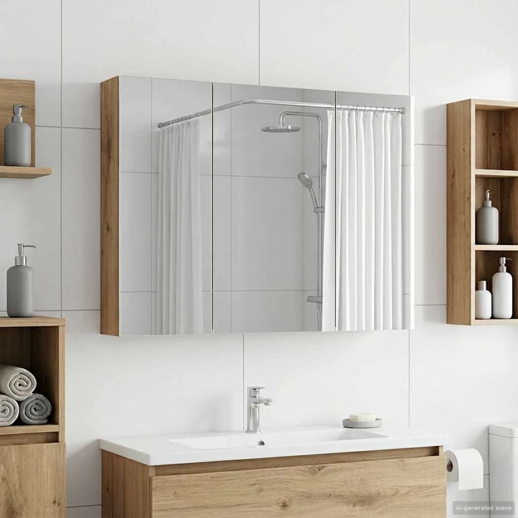 Vidaxl badkamer spiegelkast artisanaal eiken 100 x 14,5 x 70 cm