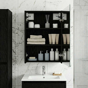 Vidaxl badkamer spiegelkast zwart eiken 43 x 16 x 62.5 cm bewerkt hout