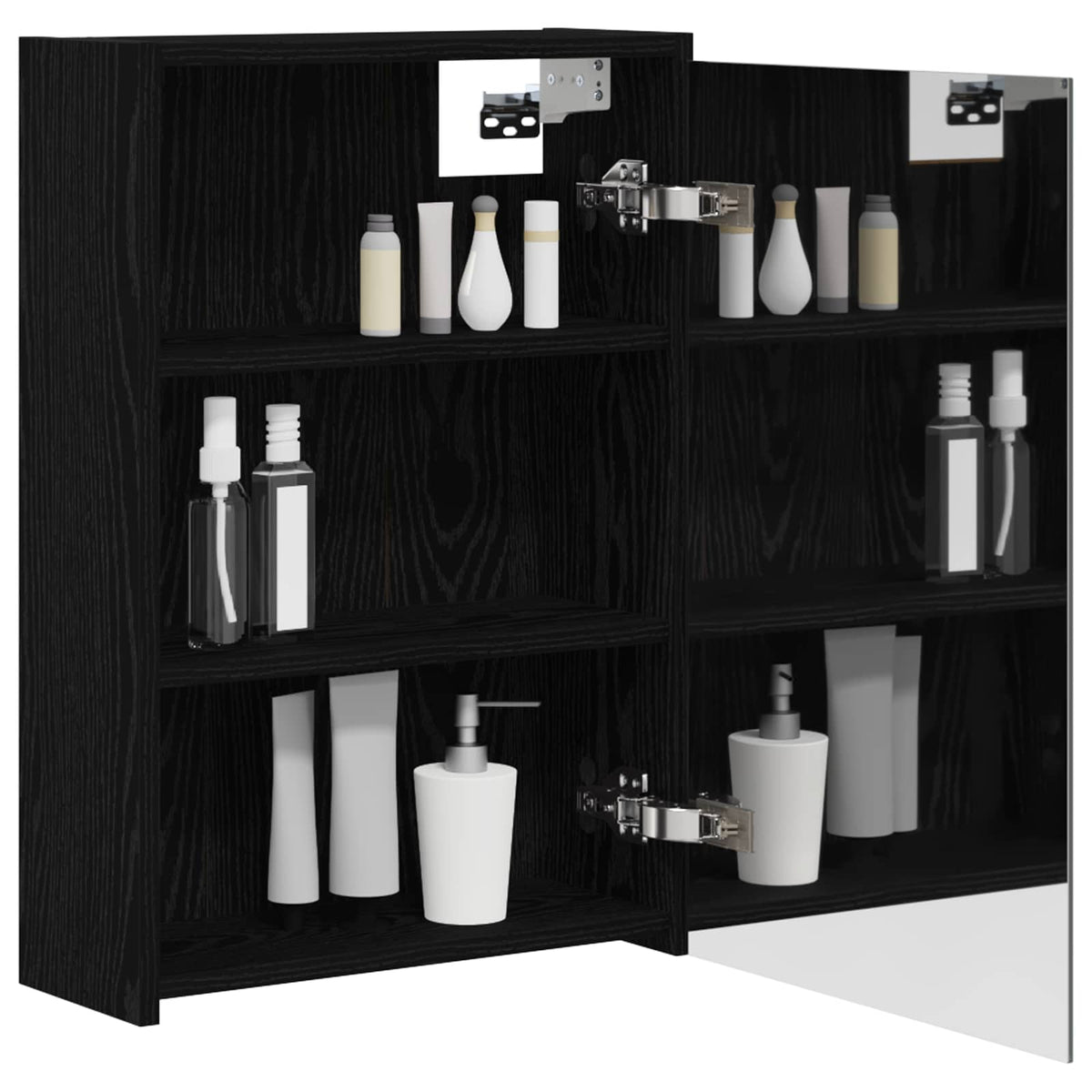 Vidaxl badkamer spiegelkast zwart eiken 43 x 16 x 62.5 cm bewerkt hout