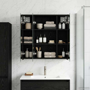 Vidaxl badkamer spiegelkast zwart eiken 63,5 x 16 x 62,5 cm