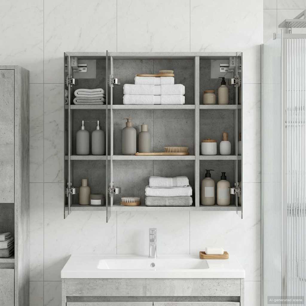 Vidaxl badkamer spiegelkast beton grijs 63,5 x 16 x 62,5 cm