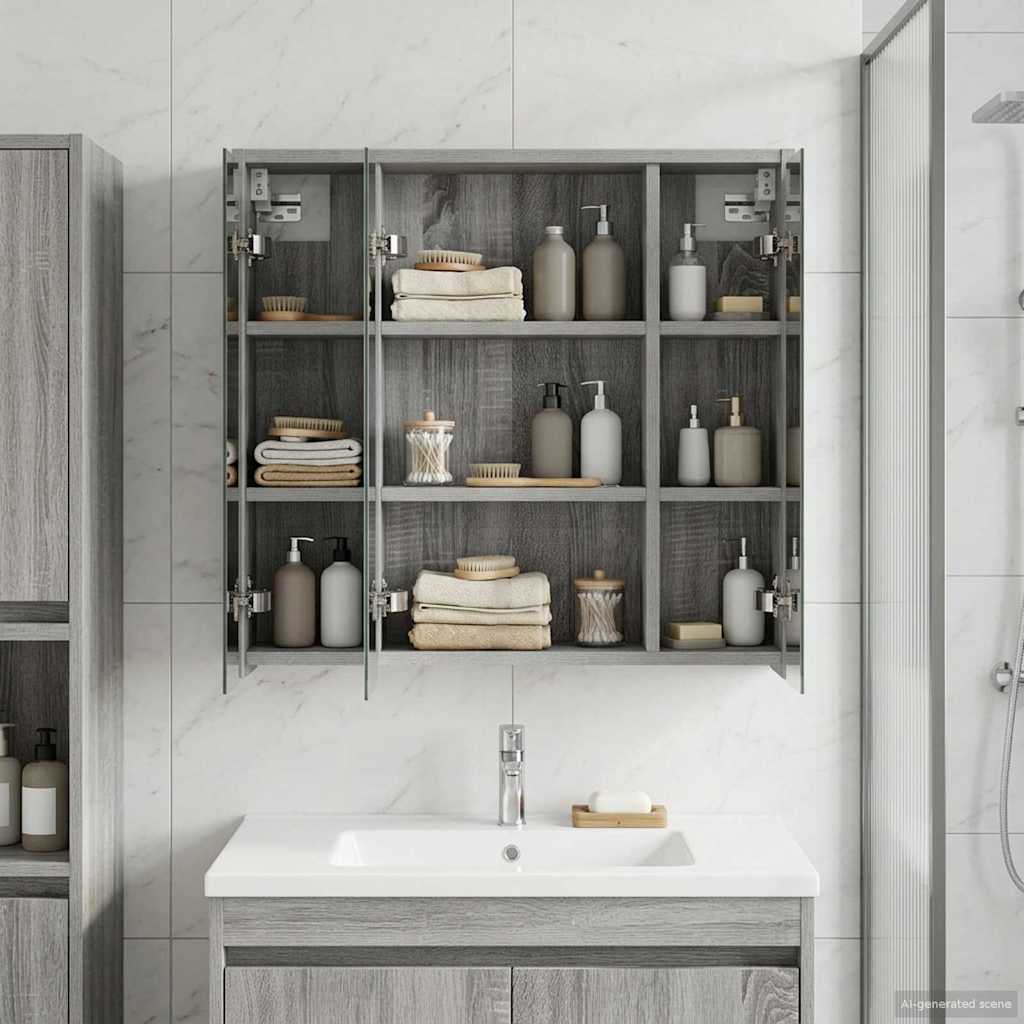 Vidaxl badkamer spiegelkast grijs sonoma 63,5 x 16 x 62,5 cm