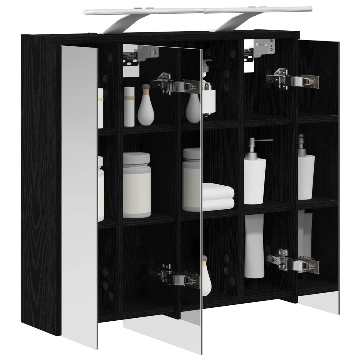 Vidaxl badkamer spiegelkast zwart eiken 63,5 x 16 x 62,5 cm