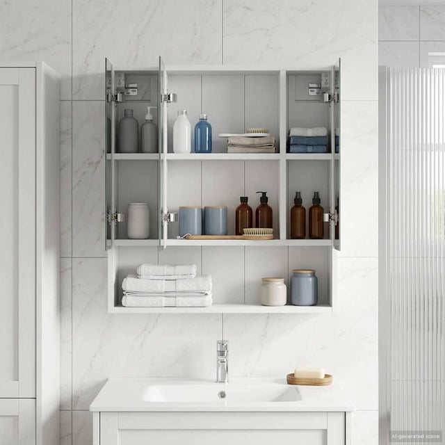Vidaxl badkamer spiegelkast wit 60 x 14.5 x 70 cm bewerkt hout