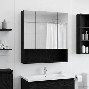 Vidaxl badkamer spiegelkast zwart eiken 60 x 14.5 x 70 cm bewerkt hout