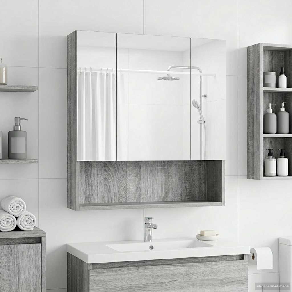Vidaxl badkamer spiegelkast grijs sonoma 60 x 14.5 x 70 cm