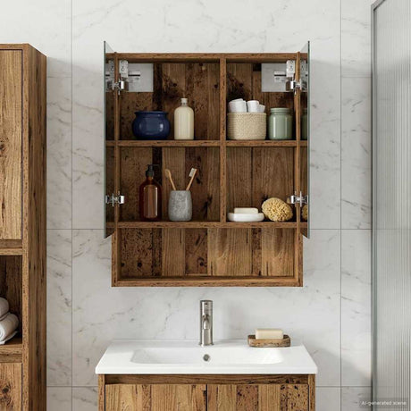 Vidaxl badkamer spiegelkast oudhout 50 x 14,5 x 70 cm bewerkt hout