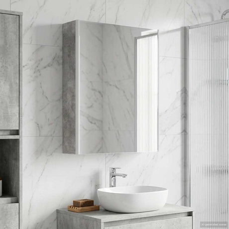 Vidaxl badkamer spiegelkast beton grijs 53 x 15,5 x 70 cm bewerkt hout