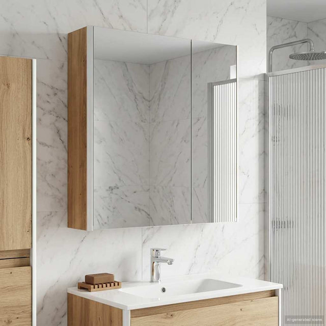 Vidaxl badkamer spiegelkast ambachtelijk eiken 63,5 x 15,5 x 70 cm