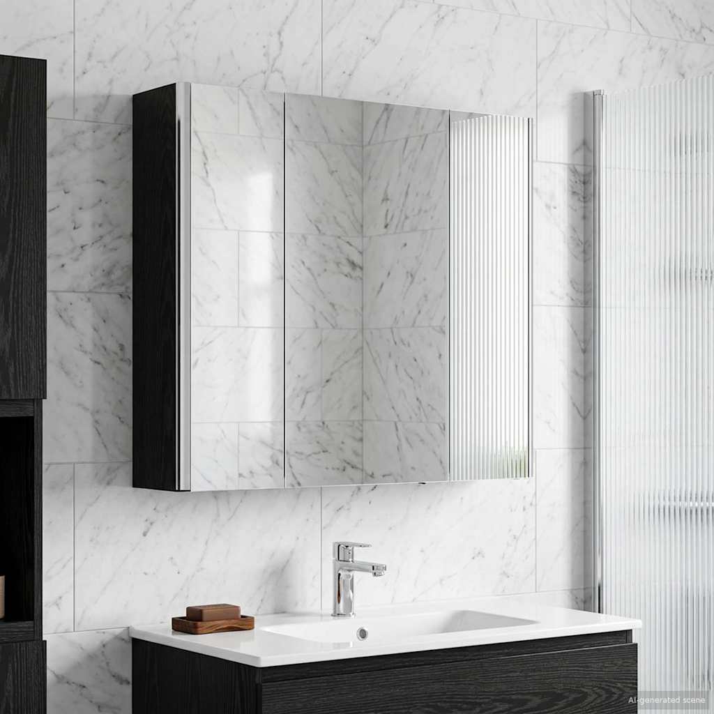 Vidaxl badkamer spiegelkast zwart eiken 63,5 x 15,5 x 60,5 cm