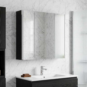 Vidaxl badkamer spiegelkast zwart eiken 63,5 x 15,5 x 60,5 cm