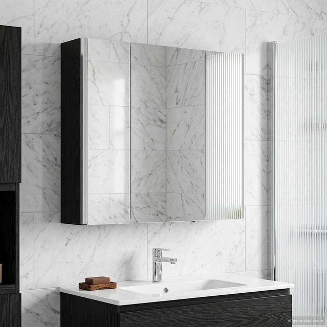 Vidaxl badkamer spiegelkast zwart eiken 63,5 x 15,5 x 60,5 cm