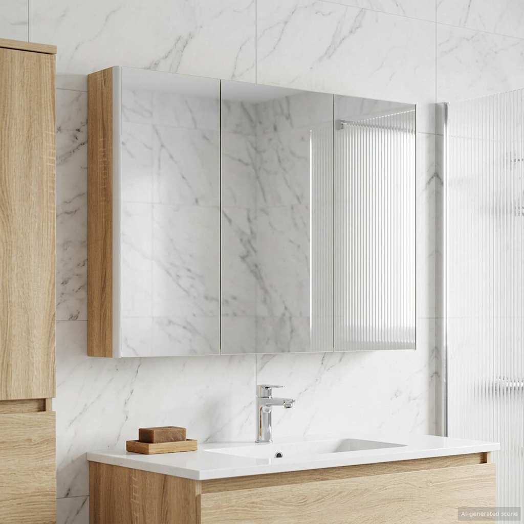 Vidaxl badkamer spiegelkast sonoma eiken 103,5 x 15,5 x 70 cm