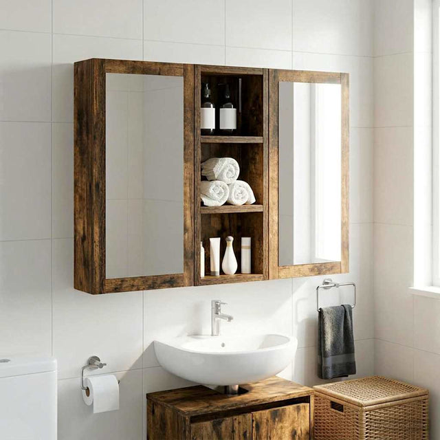 Vidaxl badkamer wandkast gerookte eik 20 x 10 x 50 cm