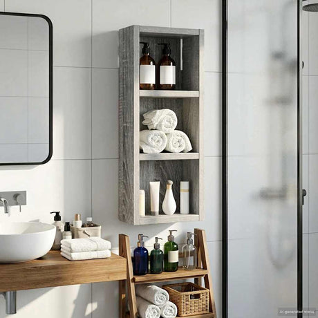 Vidaxl badkamer wandkast grijze sonoma 20 x 10 x 50 cm