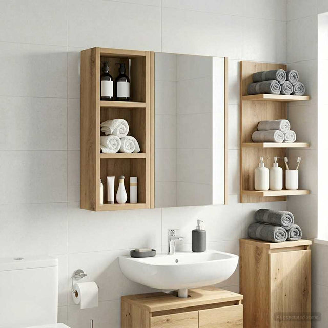 Vidaxl badkamer wandkast artisanaal eiken 20 x 10 x 50 cm