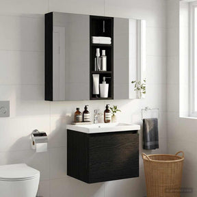 Vidaxl badkamer wandkast zwarte eik 20 x 10 x 60,5 cm