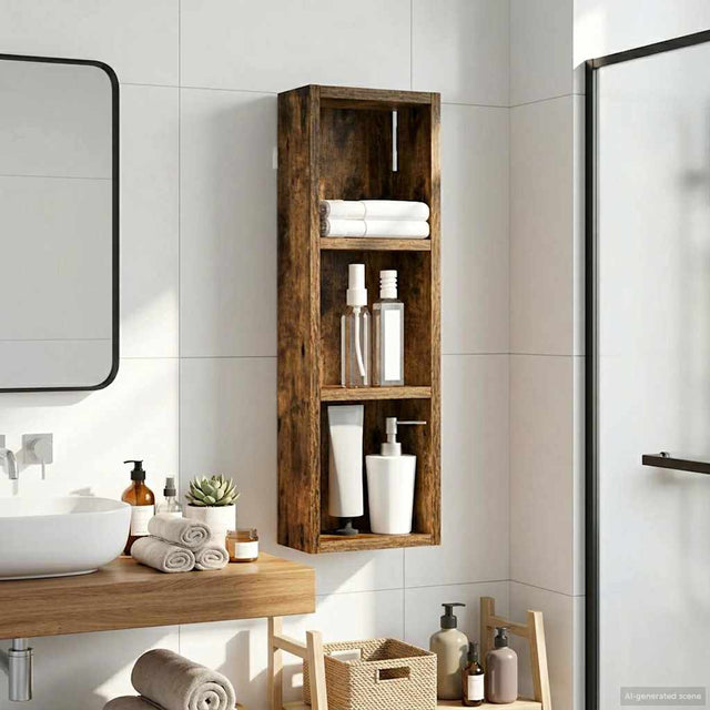 Vidaxl badkamer wandkast gerookte eik 20 x 10 x 60,5 cm