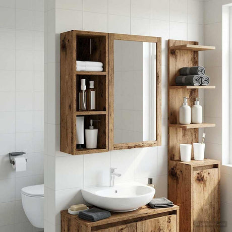 Vidaxl badkamer wandkast oudhout 20 x 16 x 62,5 cm geconstrueerd hout
