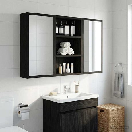 Vidaxl badkamer wandkast zwarte eik 30 x 10 x 50 cm geconstrueerd hout