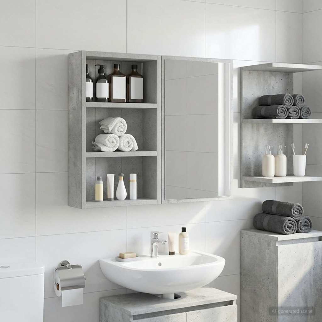 Vidaxl badkamer wandkast beton grijs 30 x 10 x 50 cm