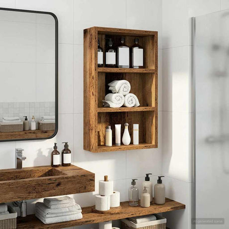 Vidaxl badkamer wandkast oudhout 30 x 10 x 50 cm geconstrueerd hout