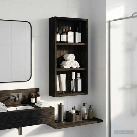 Vidaxl badkamer wandkast zwarte eik 30 x 10 x 60,5 cm