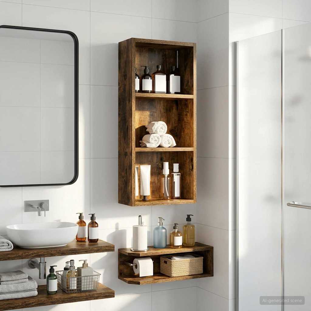 Vidaxl badkamer wandkast gerookte eik 30 x 14 x 70 cm