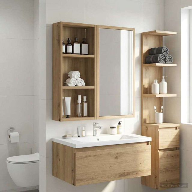 Vidaxl badkamer wandkast artisanaal eiken 30 x 14 x 70 cm