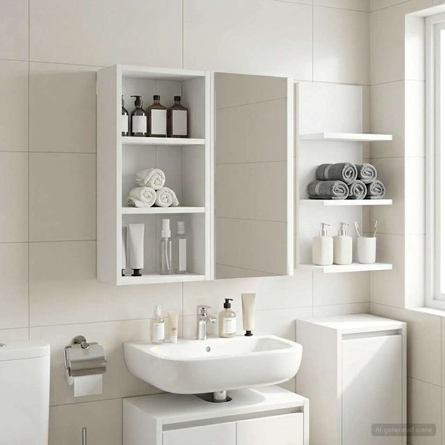 Vidaxl badkamer wandkast wit 30 x 16 x 62,5 cm geconstrueerd hout