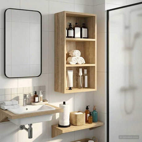 Vidaxl badkamer wandkast sonoma eiken 30 x 16 x 62,5 cm